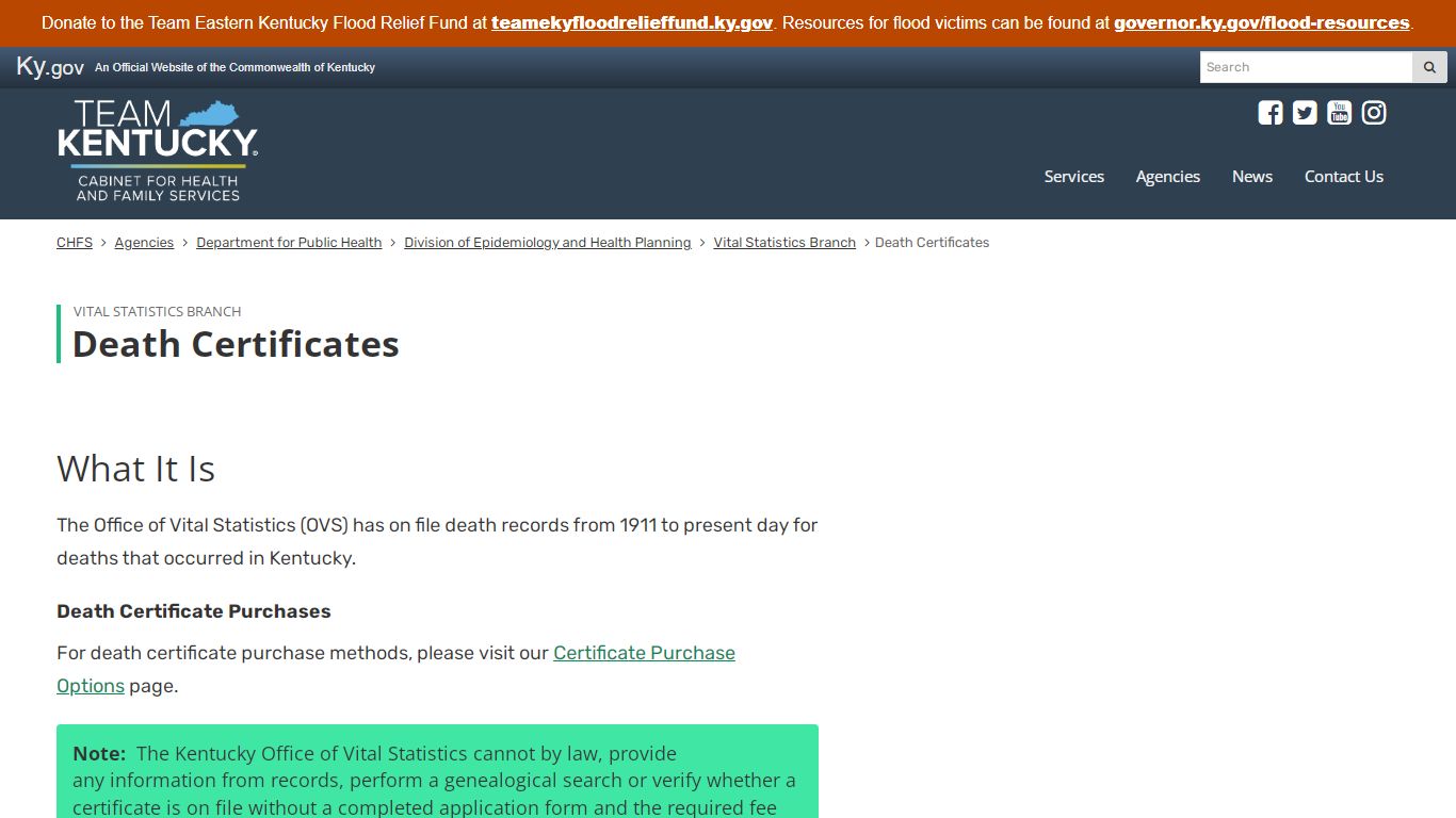Death Certificates - Cabinet for Health and Family Services - Kentucky